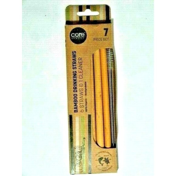 Bamboo Drinking Straws 6pc and 1 Brush Eco-Friendly 100% Organic Biodegradable - Picture 2 of 3